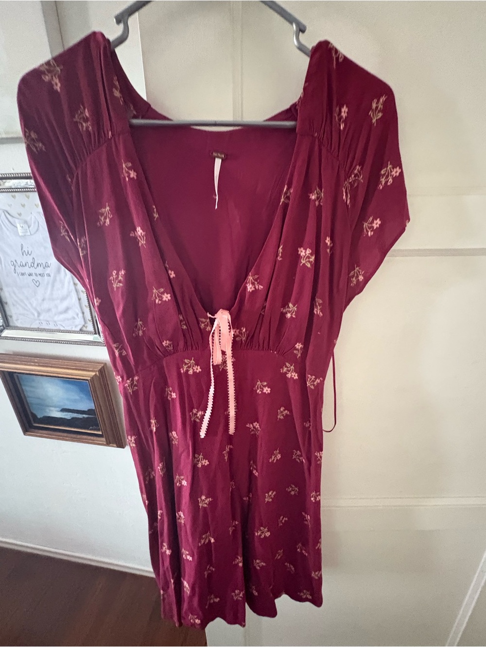 Free People Wine Red Floral Maxi Dress